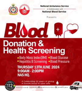 BLOOD DONATION, NATIONAL AMBULANCE SERVICE 