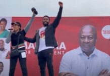 Kimathi Rawlings (R) and his sister Zanetor Agyeman-Rawlings campaigning for Mahama