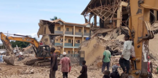 Getty Images More than 40 people have been rescued from the rubble, local officials say