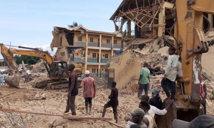 Getty Images More than 40 people have been rescued from the rubble, local officials say