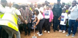 Atiwa East MP cuts sod for Astro Turf construction in Asaman Tamfoe