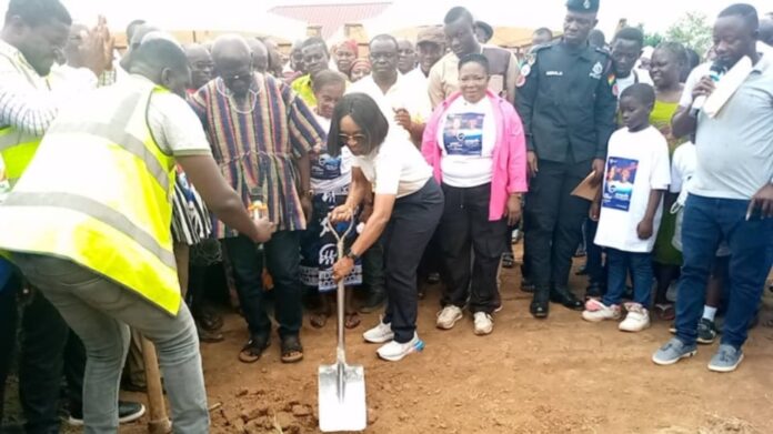 Atiwa East MP cuts sod for Astro Turf construction in Asaman Tamfoe