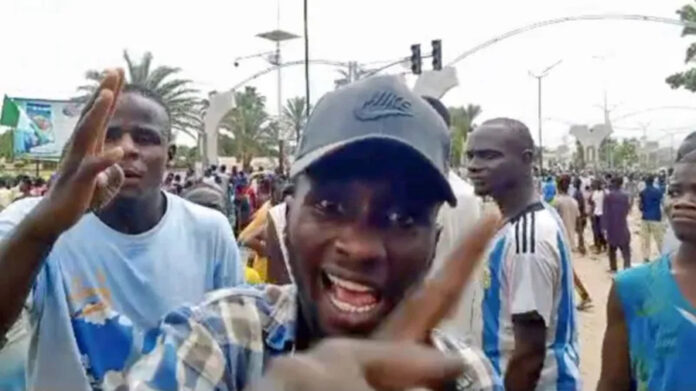 Kano has seen the biggest turnout of protesters so far - with this man telling the BBC people are dying of hunger