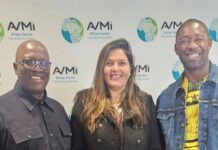 Prof William Ampofo, Executive Director of AVMI and CEO of the National Vaccine Institute in Ghana, Farrah Losper, Board Chair of AVMI and Chief Commercial Officer: Biovac, minister of health for Ghana, Dr Bernard Okoe Boye.