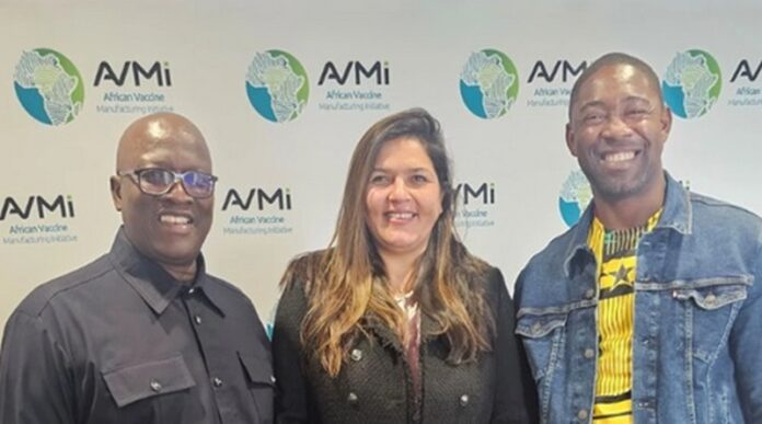 Prof William Ampofo, Executive Director of AVMI and CEO of the National Vaccine Institute in Ghana, Farrah Losper, Board Chair of AVMI and Chief Commercial Officer: Biovac, minister of health for Ghana, Dr Bernard Okoe Boye.