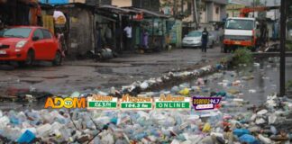  A sea of plastic waste engulfs Darkuman junction’s floodwaters in Accra