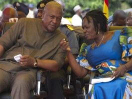 Former President John Dramani Mahama and his running mate, Prof. Jane Naana Opoku-Agyemang.