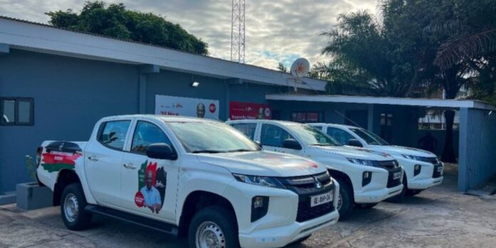 Sammy Gyamfi presents 7 pickup trucks to regional communicators