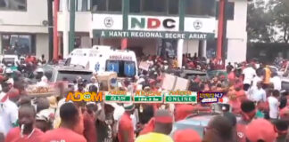 Thousands of NDC supporters rally for "Enough is Enough" protest at Ashanti Regional office[Video]