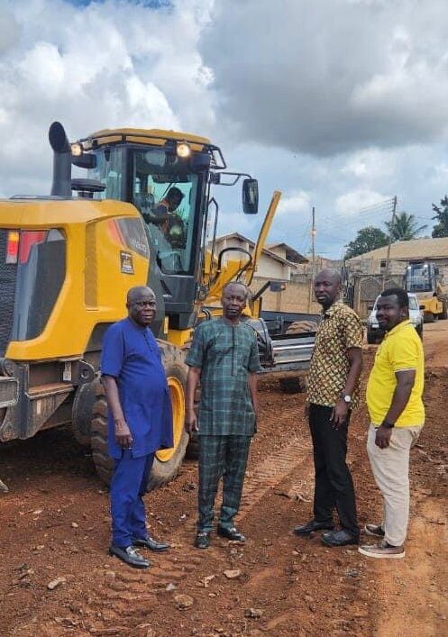 Agyareago road in the Asante Akyem Central under construction by DRIP