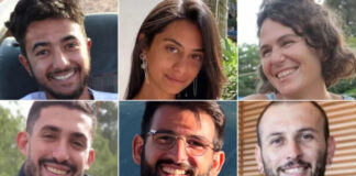 Top row, from left: Hersh Goldberg-Polin, Eden Yerushalmi and Carmel Gat. Bottom row, from left: Ori Danino, Almog Sarusi and Alex Lobanov. Courtesy Goldberg-Polin family/Courtesy Gat family/Hostages and Missing Families Forum