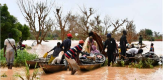 In Niger, people were forced to use canoes after heavy rains damaged main roads.