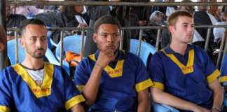 REUTERS (L-R) Benjamin Zalman-Polun, Marcel Malanga and Tyler Thompson are the three US citizens sentenced to death for the coup attempt