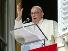 Pope Francis leads the Angelus prayer from his window on the day he condemned the killing of an environmental activist in Honduras, at the Vatican September 22, 2024. Vatican Media/­Handout via REUTERS