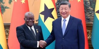 Chinese President Xi Jinping meets with Ghanaian President Nana Addo Dankwa Akufo-Addo, who is in Beijing for the 2024 Summit of the Forum on China-Africa Cooperation (FOCAC), at the Great Hall of the People in Beijing, capital of China, Sept. 5, 2024. (Xinhua/Yao Dawei)