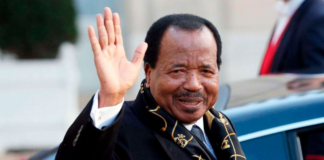 Cameroon President Paul Biya waves as he leaves the Elysee Palace in Paris. File Photo | AFP