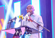 Credit: Dr Mahamudu Bawumia speaking at the launch of local music streaming platform, Ghana Music Xperience (GMX) in Accra on October 30, 2024.