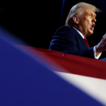 Republican presidential nominee, former President Donald Trump speaks during an election night event at the Palm Beach Convention Center in West Palm Beach, Florida, on November 06, 2024. Chip Somodevilla/Getty Images