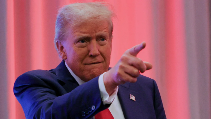 President-elect Donald Trump gestures as he meets with House Republicans on Capitol Hill in Washington, DC, on November 13. Brian Snyder/Reuters