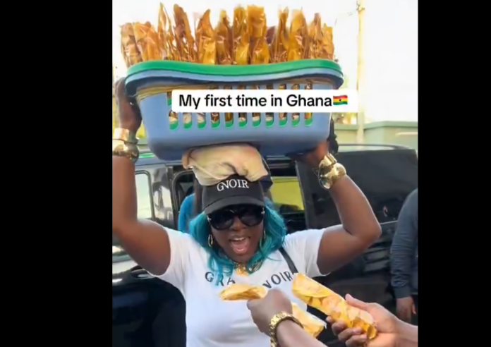 Spice hawks street food, 'plantain chips' in Ghana