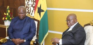 President-elect John Mahama with President Nana Akufo-Addo at Jubilee House