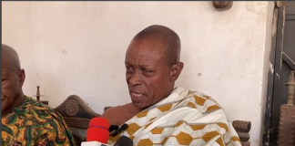 Banda Traditional Council chief's palace, Nana Pɛ Aboatea, acting president of the traditional council and Banmuhene of Banda