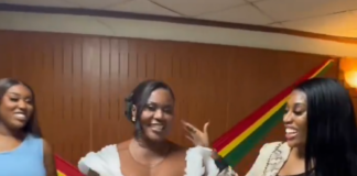 Fantana and her mum with her little sister at the Parliament of Ghana | credit: @The1957News/X