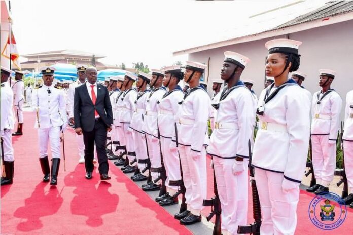 Omane Boamah inspects Ghana Navy Guard of Honour